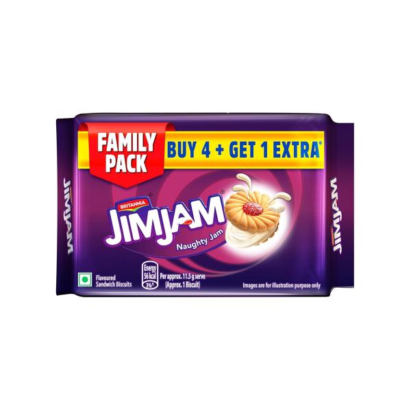 Britannia Treat Jim Jam (4+1) 460g or 500g On Pack Combi