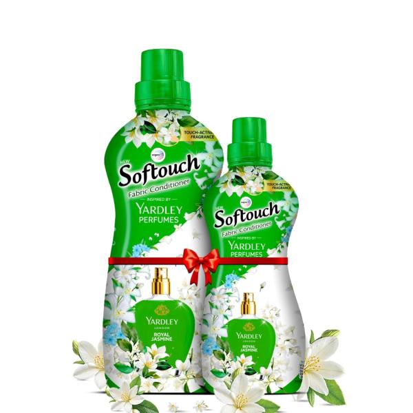 GROCERY Softouch Yardley Royal Jasmine 800+210 ml Fabric Conditioner | Long lasting fragrance for clothes