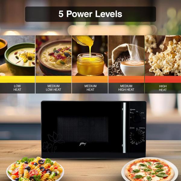 Godrej 20 L Multi Distribution System for Even and Faster Cooking, Solo Microwave Oven With 5 Power Levels (GMX 20SA2, Black)