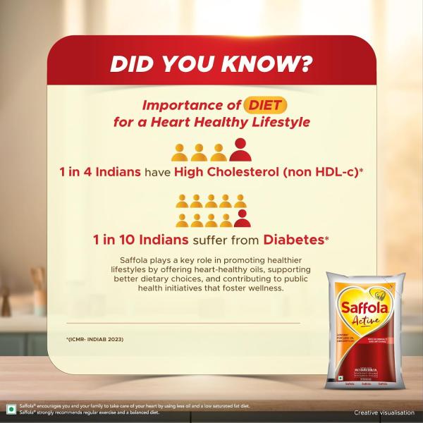 Saffola Active Refined Cooking oil | Rich in Omega 3 & Oryzanol