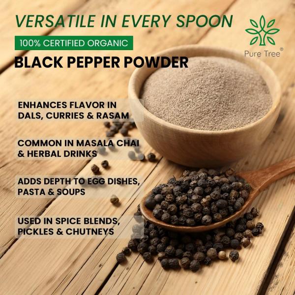 Pure Tree Certified Organic Black Pepper Powder | 250 g