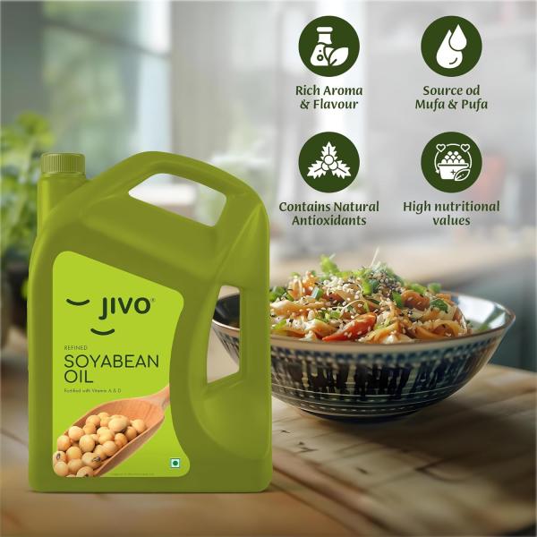 Jivo Cooking Edible Soyabean Oil 5 Litre | High in Omega-6 PUFA