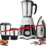 Longway Super Dlx 700 Watt Mixer Grinder with 3 Jars for Grinding, Mixing with Powerful Motor & Kwid 1100 Watt Dry Iron