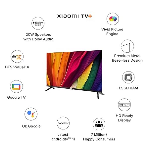 MI Xiaomi Smart TV A 80 cm (32) HD Ready Smart Google LED TV L32MA-AIN (Black)
