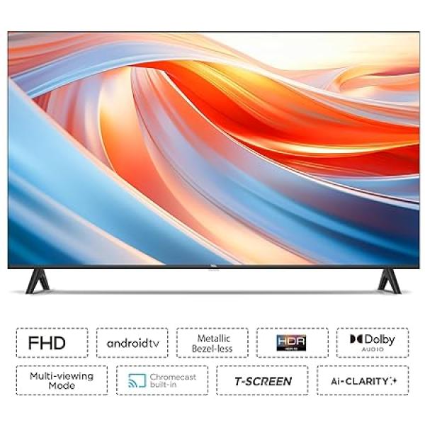 TCL 101 cm (40 inches) Metallic Bezel-Less Full HD Smart Android LED TV 40L4B (Black)
