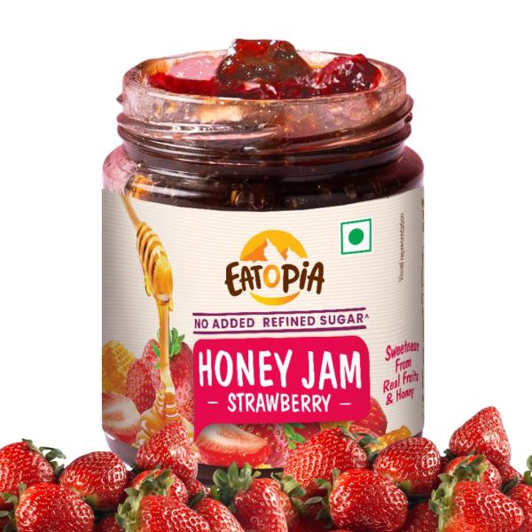 Eatopia Strawberry Honey Jam | 100% Pure & Natural | Healthy Jam for Kids & Adults