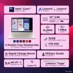 Lenovo Yoga 7 2-in-1 Intel Core Ultra 7 258V,Copilot+ AI PC(32GB RAM/1TB SSD/14(35.5cm) WQXGA+ OLED/47 Tops/Win 11/Office Home 2024/Yoga Pen/1Year ADP/Seashell/1.38Kg)
