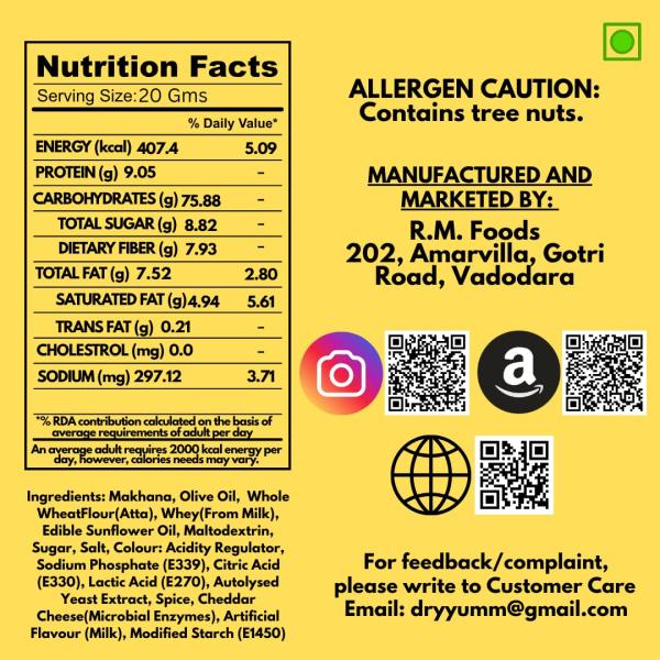 DryYumm (Pack of 3) PUDINA PUNCH, KHATTA MEETHA & PERI PERI MAKHANA - 210g