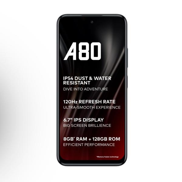 itel A80 | 120Hz Refresh Rate | Punch Hole Display | 50MP Super HDR Cam | IP54 Dust & Splash Resistant | 3 Year Fluency | Ring Light Notification | 4GB...