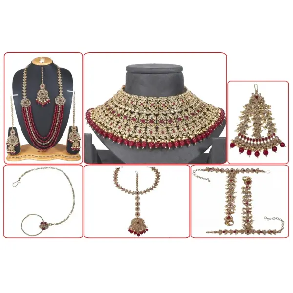 Attractive With Traditional Work Polki Bridal Set Decorated With Crystal