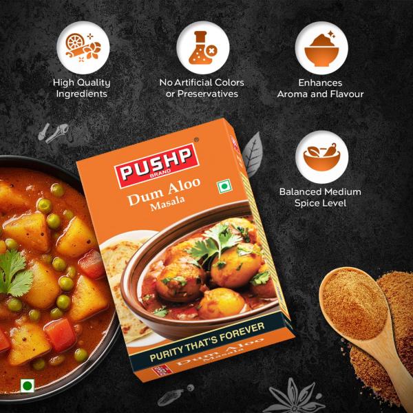 Pushp Dum Aloo Masala | 50g Box | Quality Blend | Authentic Flavor | No Preservatives (Pack of 1)