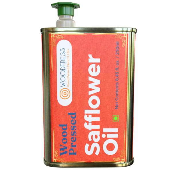 WOODFRESS Cold Pressed Safflower Oil 250ml, Freshly Hulled Seeds, Pure Woodpress Oil