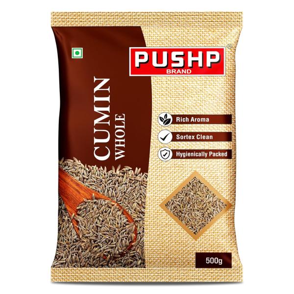Pushp Whole cumin seeds (Sabut Jeera) | 500g Pouch | Pack of 1 |Premium Cumin Seeds