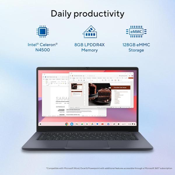 ASUS Chromebook CX1405, Intel Celeron N4500, 8GB RAM, 128GB
