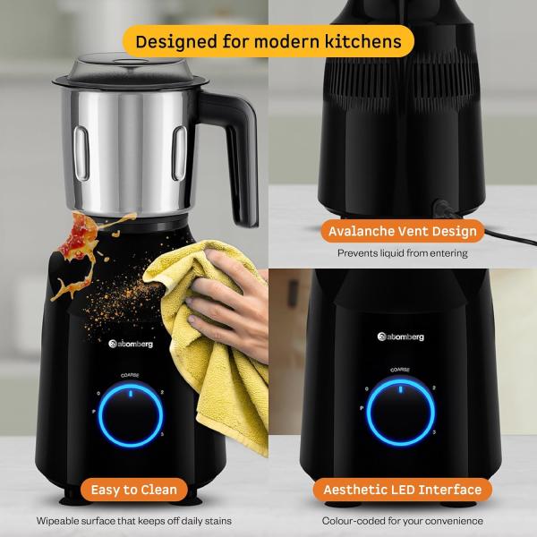 Atomberg Yulia 750 Watt Mixer Grinder | 4 Multipurpose Jars including Chopper Jar