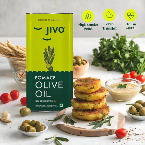 Jivo Pomace Olive Oil 5 Litre Tin for Everyday Cooking | Imported From Spain