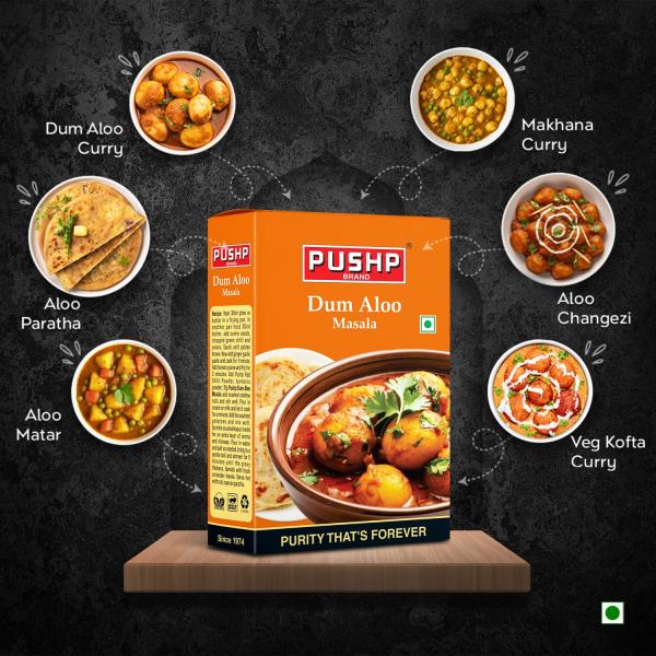 Pushp Dum Aloo Masala | 50g Box | Quality Blend | Authentic Flavor | No Preservatives (Pack of 1)