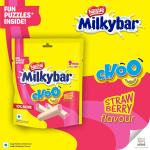 Milkybar Choo Strawberry Flavour Treats, Yummy & Creamy, Pack of 8/9 Mini Treats, Fun Puzzle Inside, 80g / 99g Pack (Product Weight May Vary)