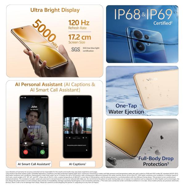 Vivo V60 5G (Auspicious Gold, 8GB RAM, 256GB Storage)