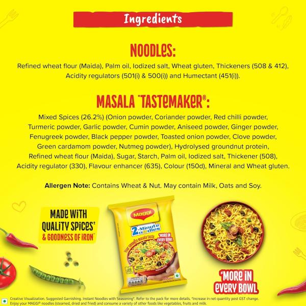 MAGGI 2-Minute Instant Noodles, Masala Noodles With Goodness Of Iron