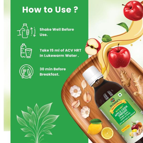 Dr. Patkar's Apple Cider Vinegar with Ginger, Garlic, Lemon & Honey | Unfiltered & Undiluted (With Mother) 200ml