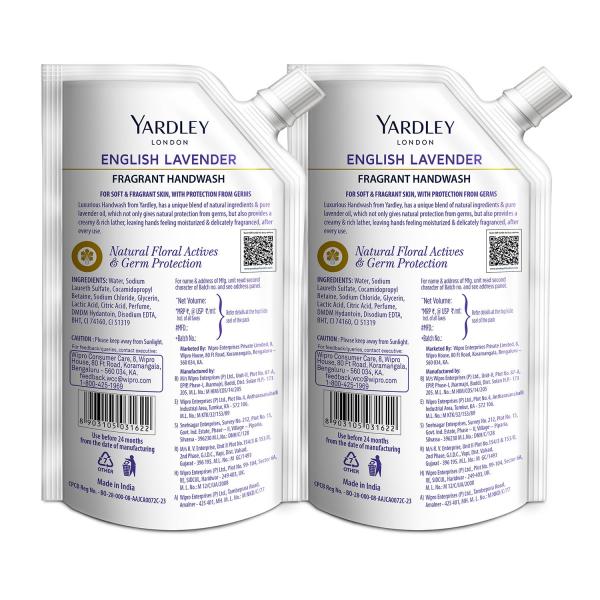 Yardley London English Lavender 650ml Pack of 2 Fragrant Handwash| Infused with Pure Lavender Oil| Germ Protection| For Soft & Fragrant Skin