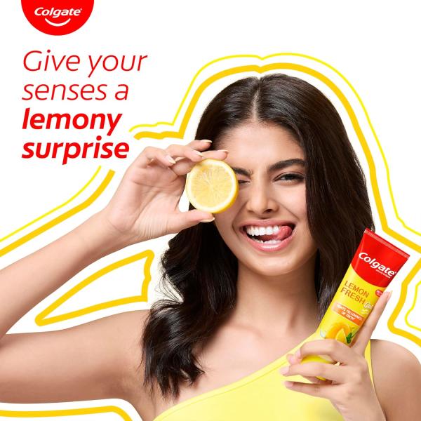 Colgate Lemon Fresh Gel Toothpaste | Tooth Paste Fights Yellowness of Teeth | Colgate Paste Toothpaste with New Fresh Flavor (120gm)