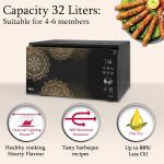LG 32L Scan to Cook Wi-Fi Enabled Charcoal Convection Healthy Microwave Oven(Black-Regal Pattern Heart Friendly Recipes Pasteurized Milk Ghee Diet Fry&360° Motorised Rotisserie)