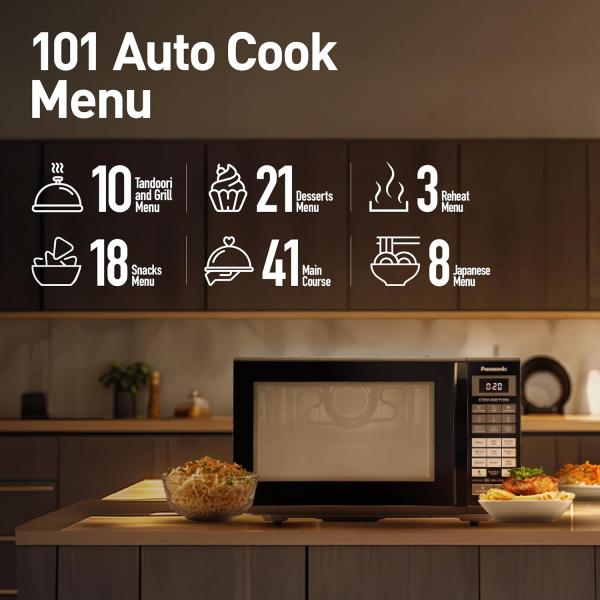 Panasonic 27L Convection Microwave Oven(NN-CT645BFDG,,Black Mirror, 360° Heat Wrap, Magic Grill)