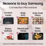 Samsung 21 L Convection Microwave Oven ( Black Various Cooking Modes Pre heat Eco Mode Power Defrost Auto Cook Wire Rack Ceramic Enamel Cavity with 10 year warranty)