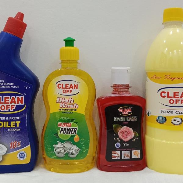 GROCERY Clean off Toilet Cleaner 500ml | Dish Wash 500ml | Hand Wash 250ml | Floor Cleaner 1 Ltr. | Combo pack of 4