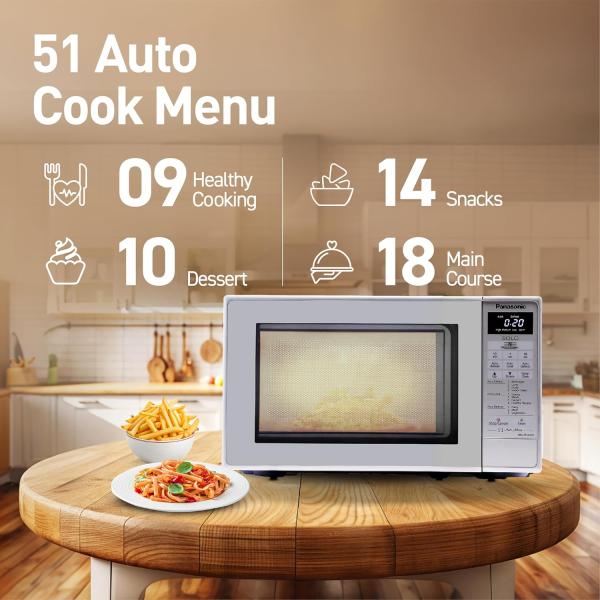 Panasonic 20L Solo Microwave Oven (NN-ST26JMFDG, Silver, 51 Auto Menus)