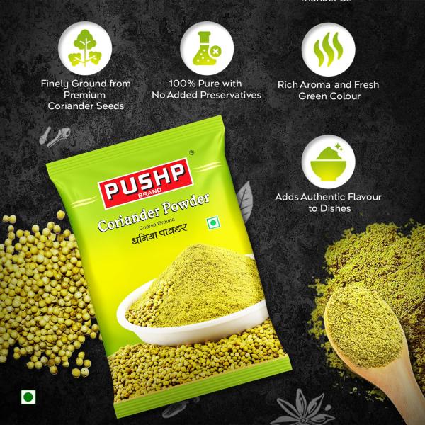 Pushp Brand Natural Coriander Powder Pouch 500 Gram (Pack Of 1)