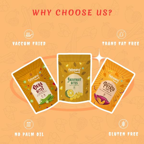Fabeato NO PALM OIL Vacuum Fried Vegetable Chips Combo (Pack of 3)