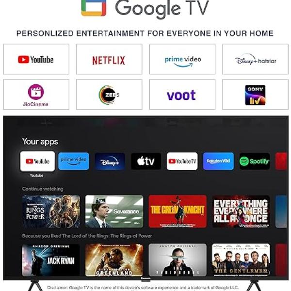 Panasonic 108 cm (43 inches) 4K Ultra HD Smart LED Google TV TH-43MX660DX (Black)