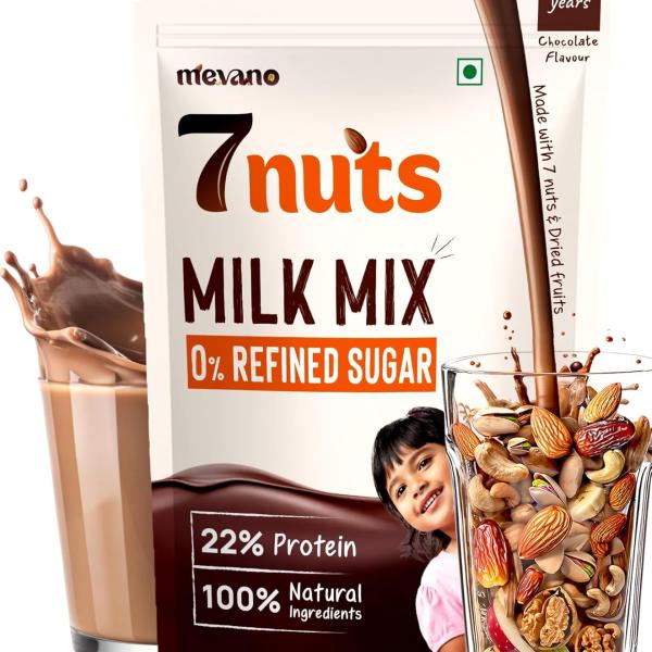 Mevano 7 Nuts Kids Protein Milk Mix Powder | 0 Refined SUGAR, 0 JAGGERY |