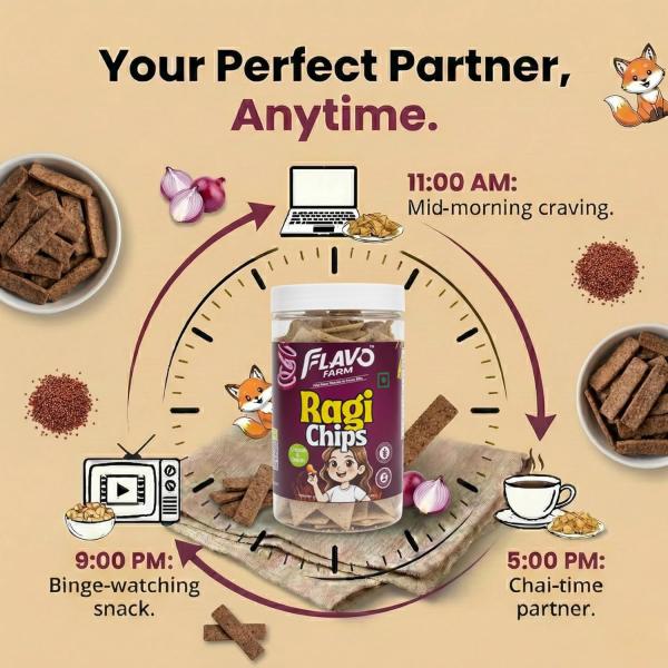 FlavoFarm Ragi Chips – Cream & Onion Flavour 150g