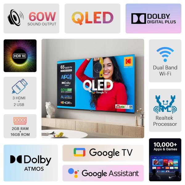 Kodak 164 cm (65 inches) Matrix Series UHD 4K QLED Google TV 65ST5035