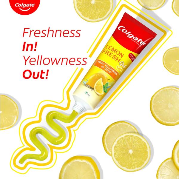 Colgate Lemon Fresh Gel Toothpaste | Tooth Paste Fights Yellowness of Teeth | Colgate Paste Toothpaste with New Fresh Flavor (120gm)