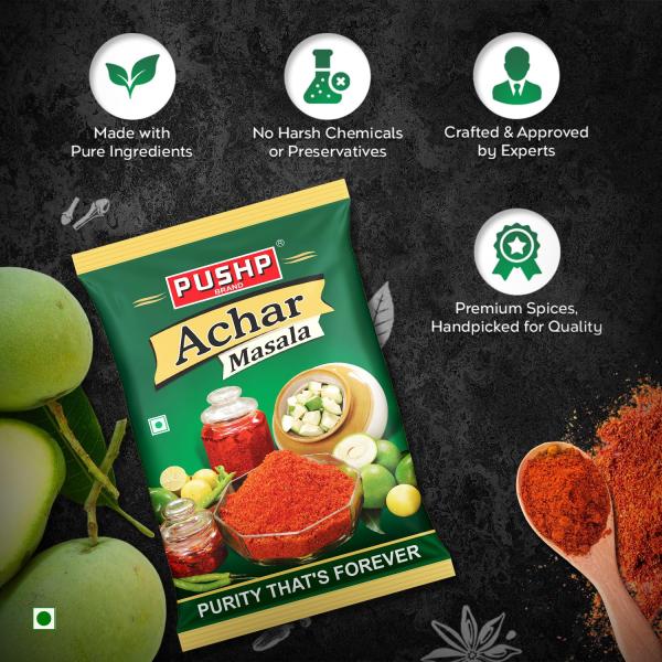 Pushp Brand Achar Masala | 200 G | Premium Blend of Traditional Spices | Ready-to-Use Pickle Mix