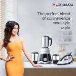 Longway Super Dlx 700 Watt Mixer Grinder with 3 Jars for Grinding, Mixing with Powerful Motor & Kwid 1100 Watt Dry Iron