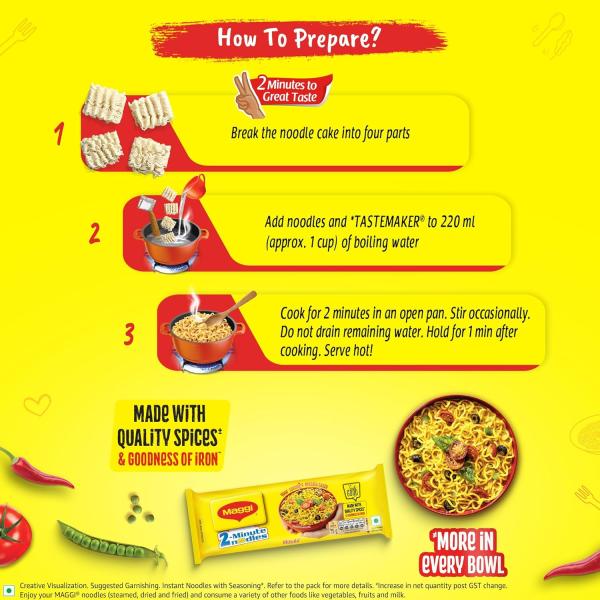 MAGGI 2-Minute Instant Noodles, Masala Noodles With Goodness Of Iron