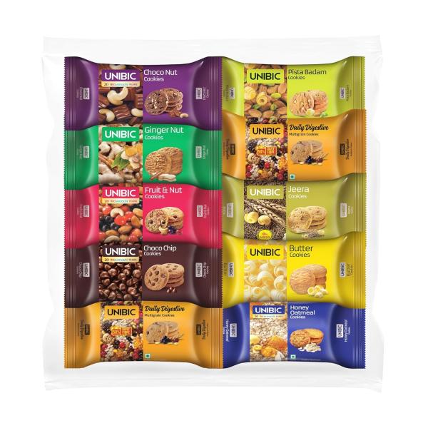 Unibic Cookies Assorted, 67.5G/75 G(Pack Of 10)|Biscuits Combo Pack|Choco Chip|Butter | Fruit&Nut|