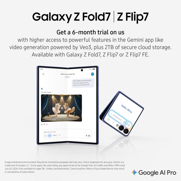 Samsung Galaxy Z Fold7 5G Smartphone with Galaxy AI (Silver Shadow, 12GB RAM, 512GB Storage), Ultra Sleek Design with 200MP Camera, Powerful Snapdragon 8 Elite, Google Gemini