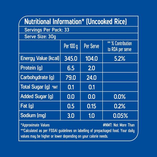 Kohinoor Pulao Basmati Rice, 1 kg | Long-Grain Basmati (Cooked grain up to 18 mm)