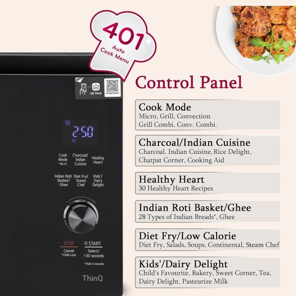 LG 32 L Wi-Fi Enabled Charcoal Convection Microwave Oven (MJEN326SFW, Black) - 2023 Model