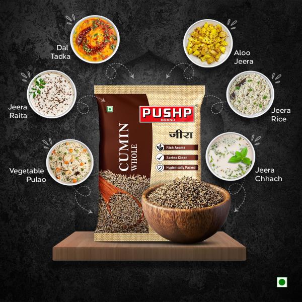Pushp Whole cumin seeds (Sabut Jeera) | 500g Pouch | Pack of 1 |Premium Cumin Seeds