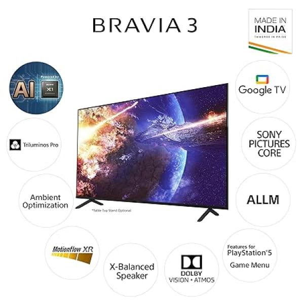 Sony BRAVIA 3 Series 164 cm (65 inches) 4K Ultra HD AI Smart LED Google TV K-65S30B (Black)