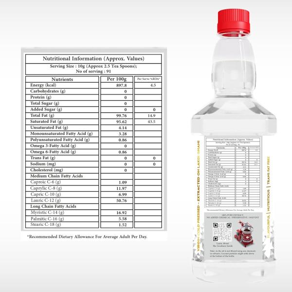 IndicWisdom Wood Pressed Virgin Coconut Oil 1 Liter (Cold Pressed Coconut Oil