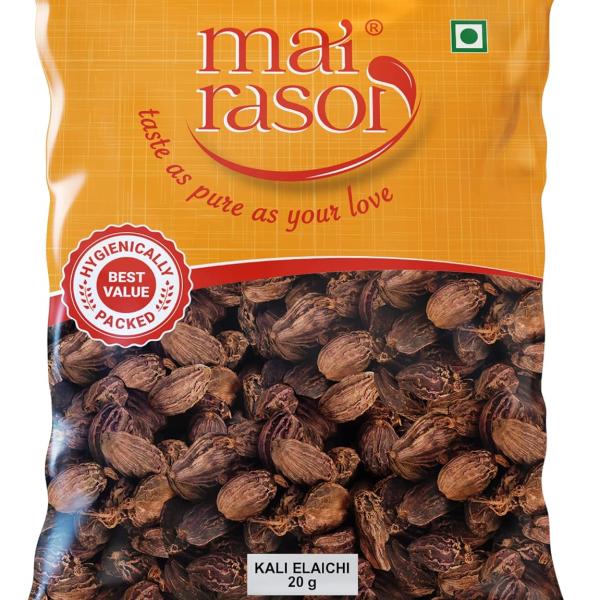 MAI RASOI Black Cardamom/Badi Elaichi Sabut/Moti Kali Elaichi Whole (20 Gm)